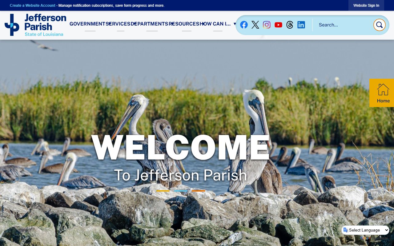 Jefferson Parish Government website serving Metairie residents