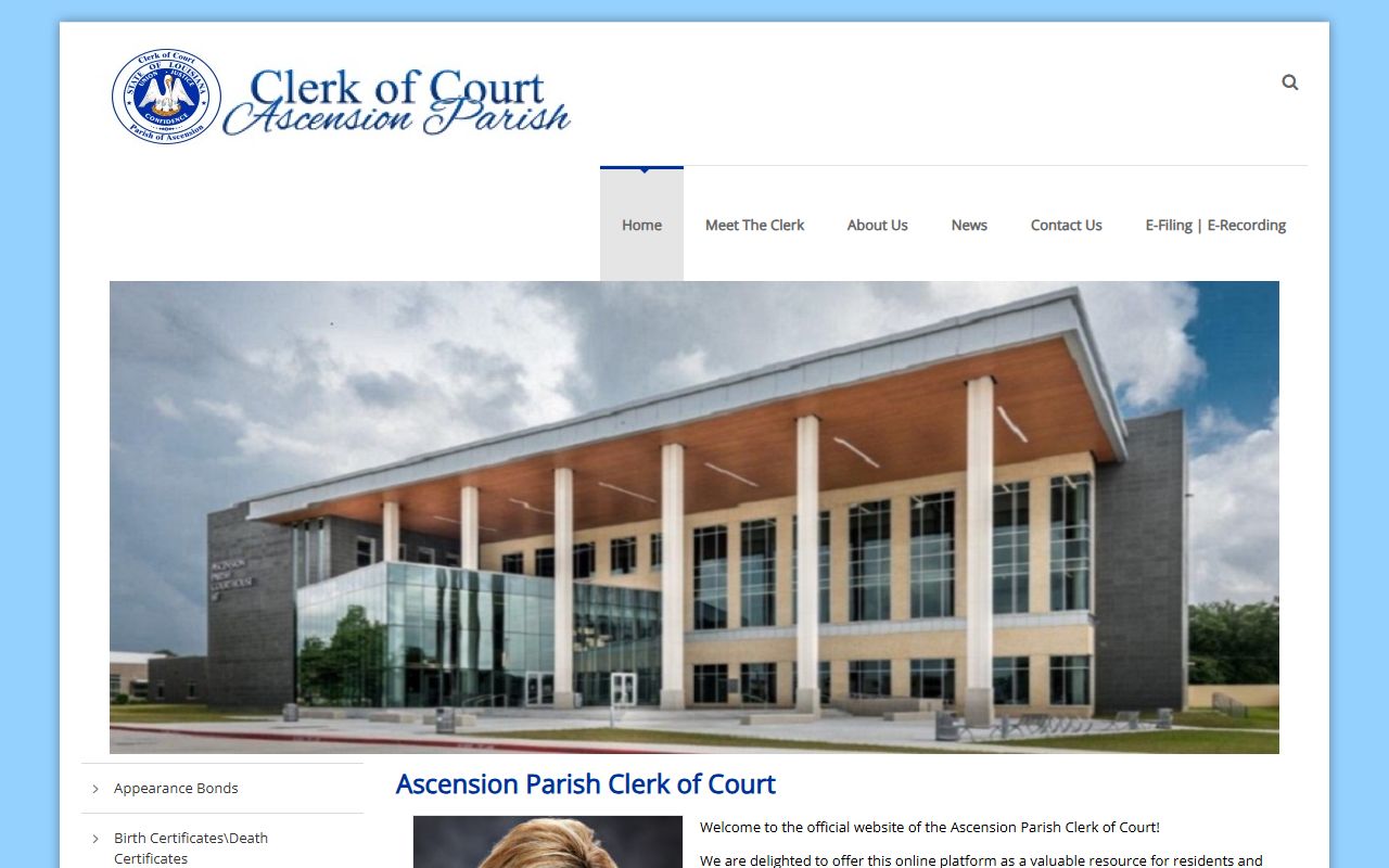 Ascension Parish Clerk of Court homepage