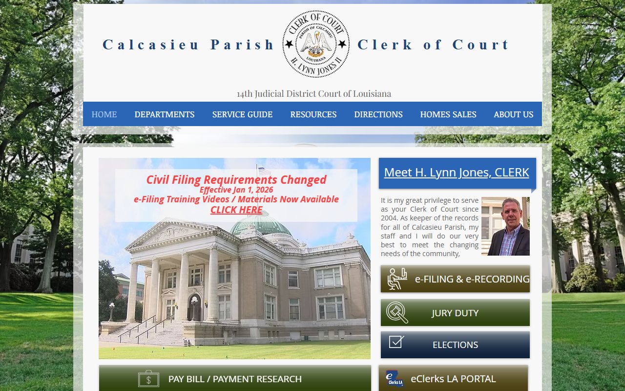Calcasieu Parish Clerk of Court homepage