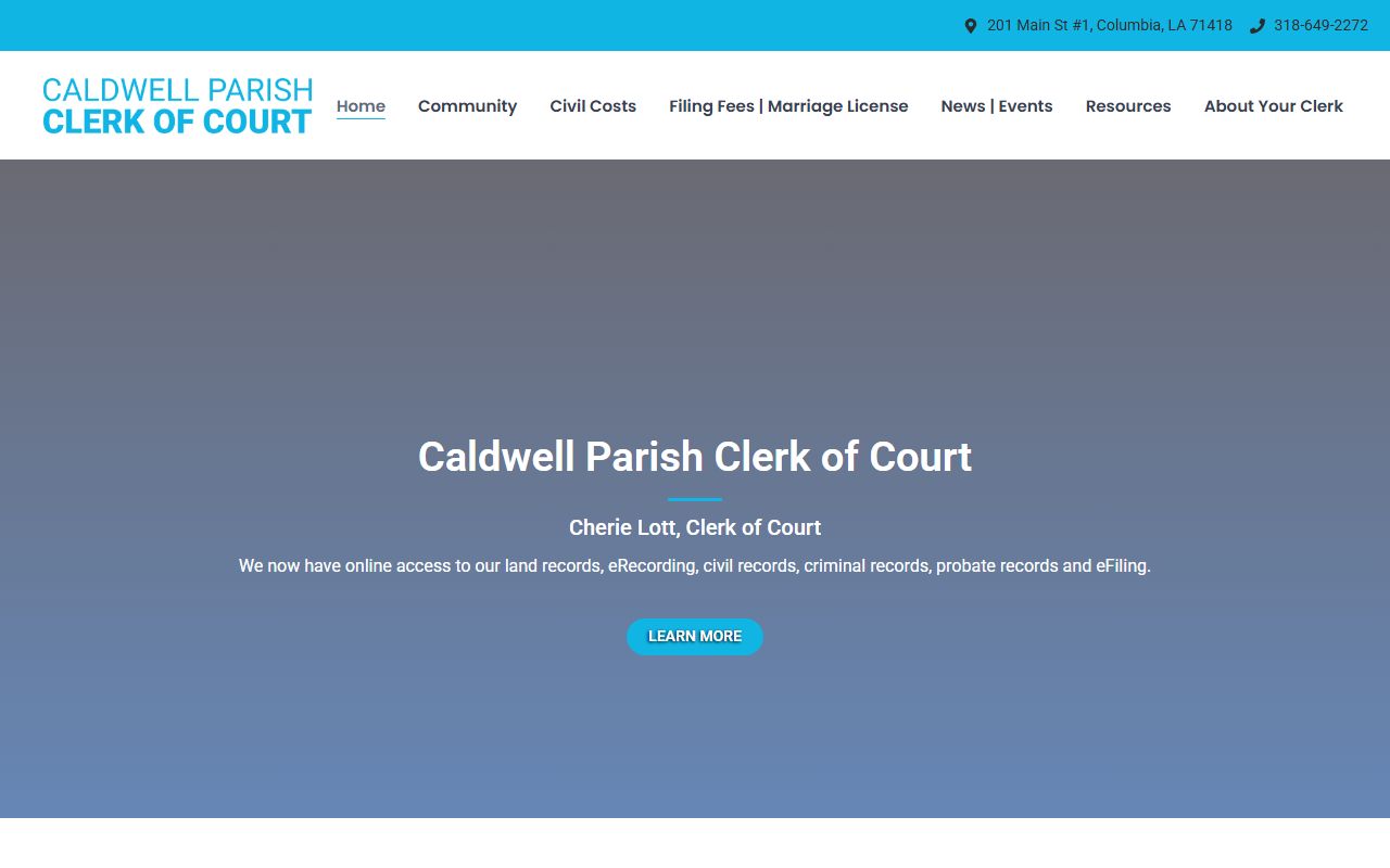 Caldwell Parish Clerk of Court homepage