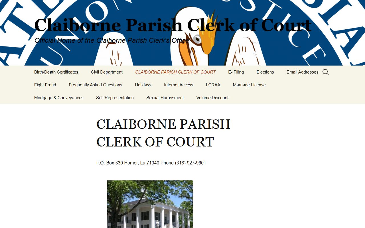 Claiborne Parish Clerk of Court homepage