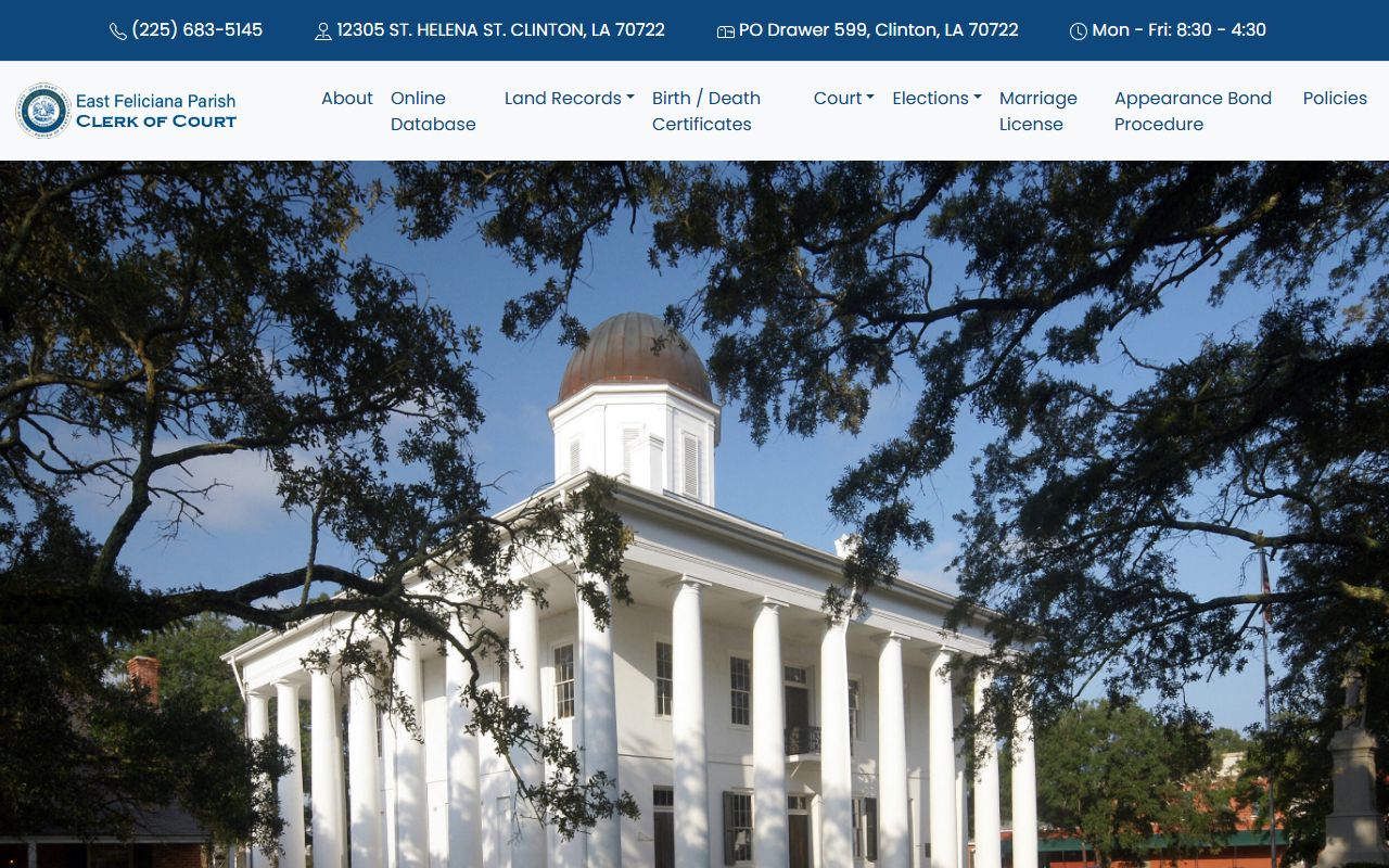 East Feliciana Parish Clerk of Court website