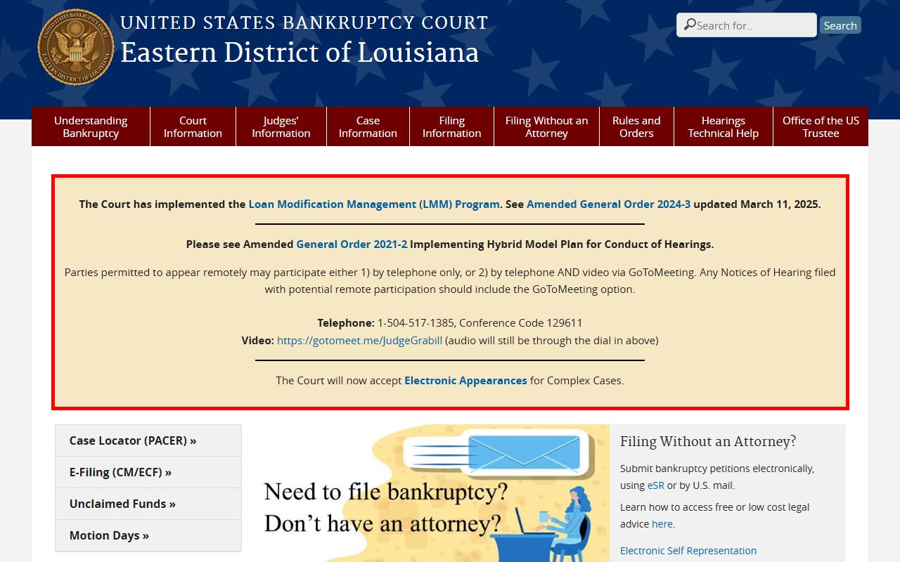 U.S. Bankruptcy Court Eastern District of Louisiana