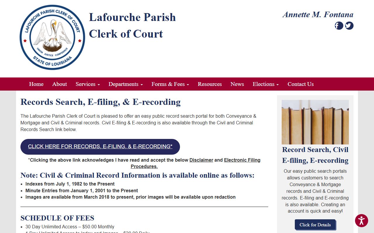 Lafourche Parish online records search tool