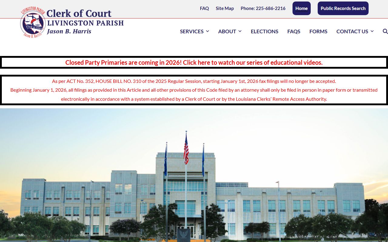 Livingston Parish Clerk of Court homepage