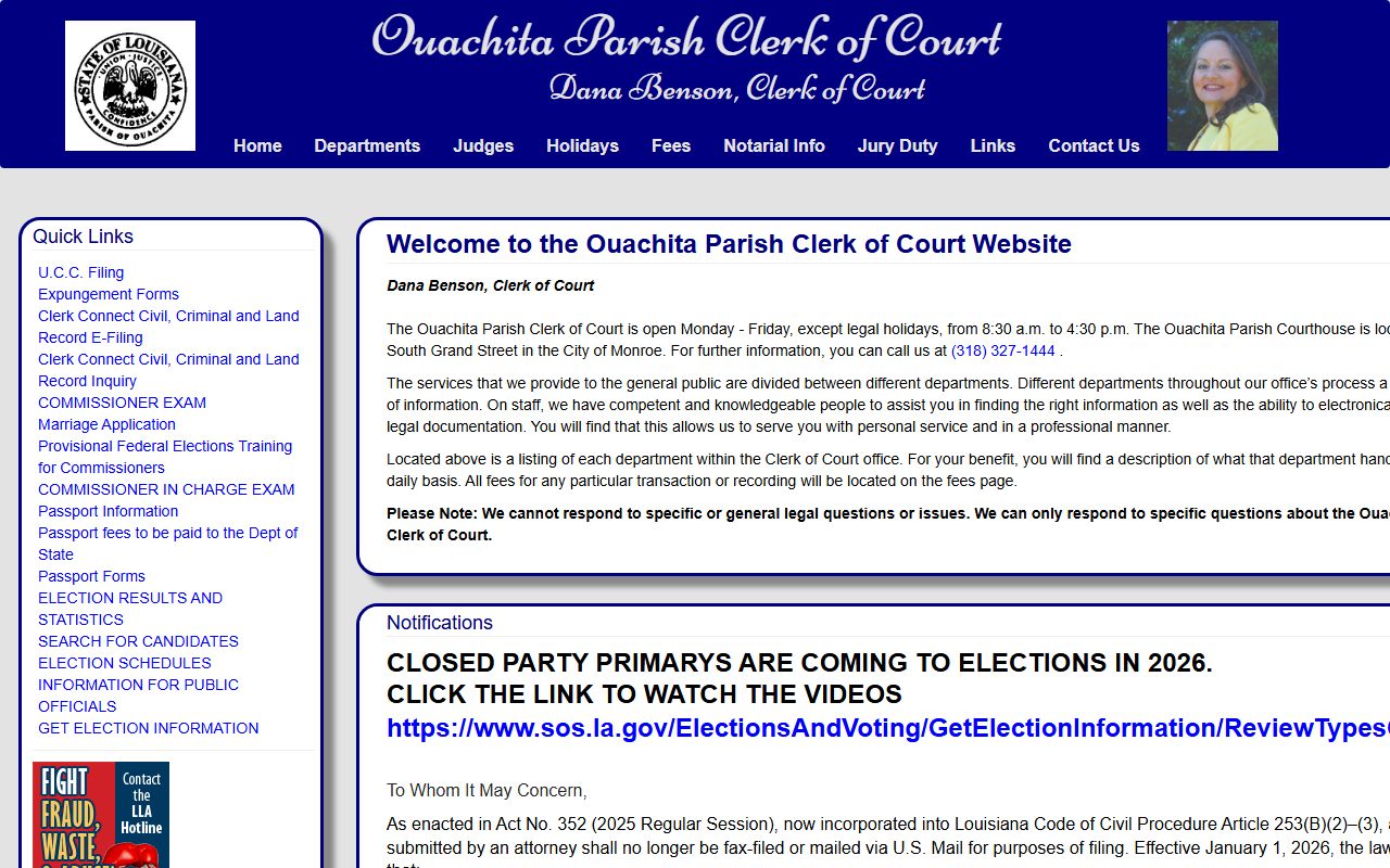 Ouachita Parish Clerk of Court website