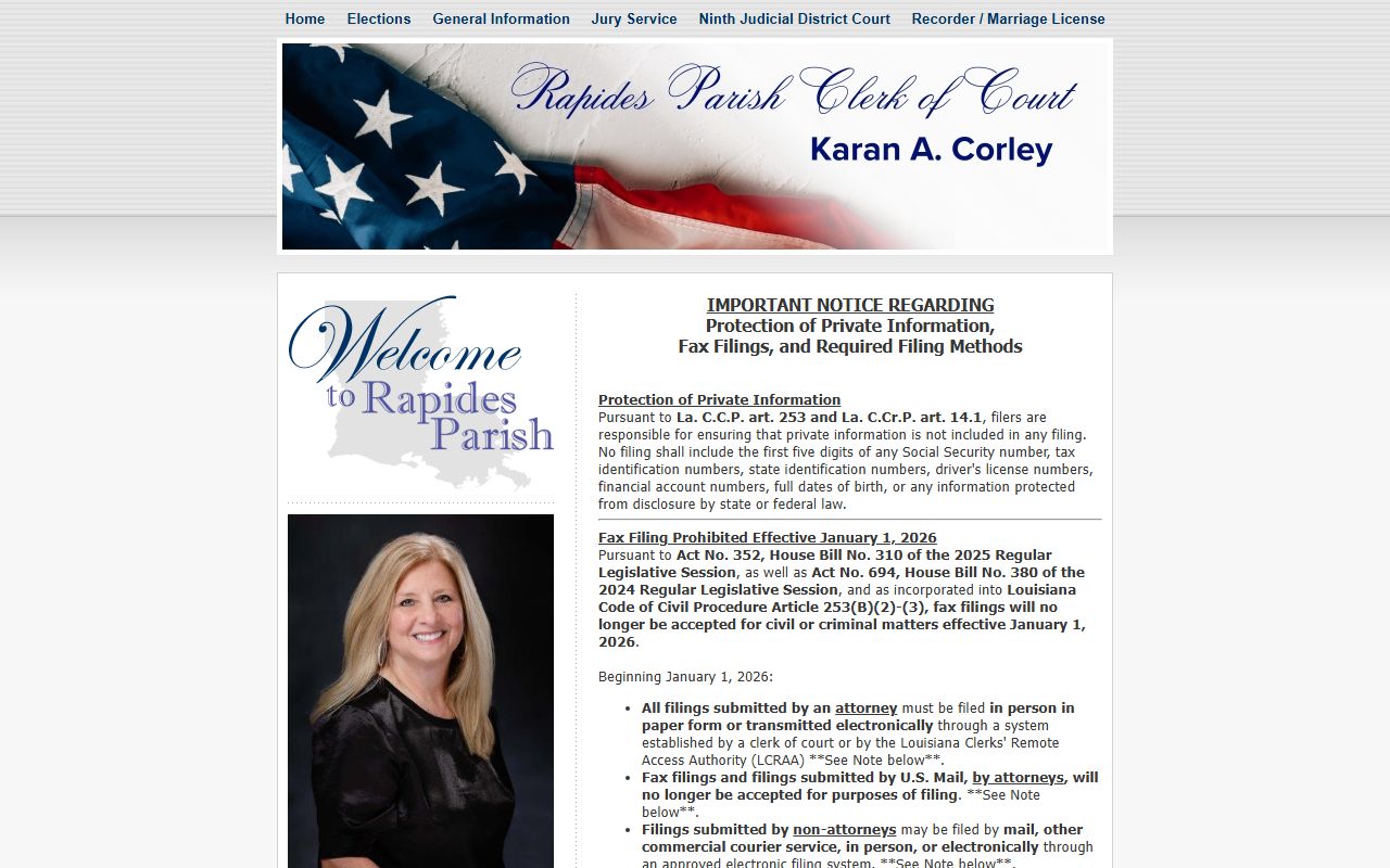 Rapides Parish Clerk of Court homepage