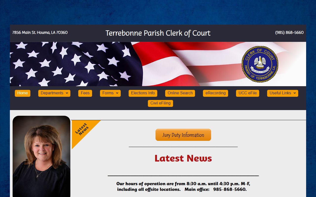 Terrebonne Parish Clerk of Court homepage