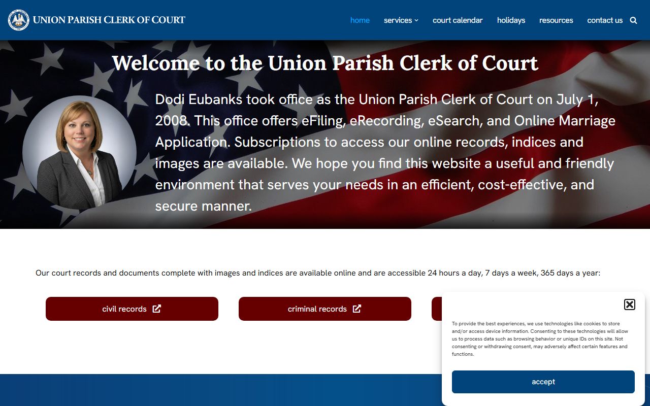 Union Parish Clerk of Court homepage