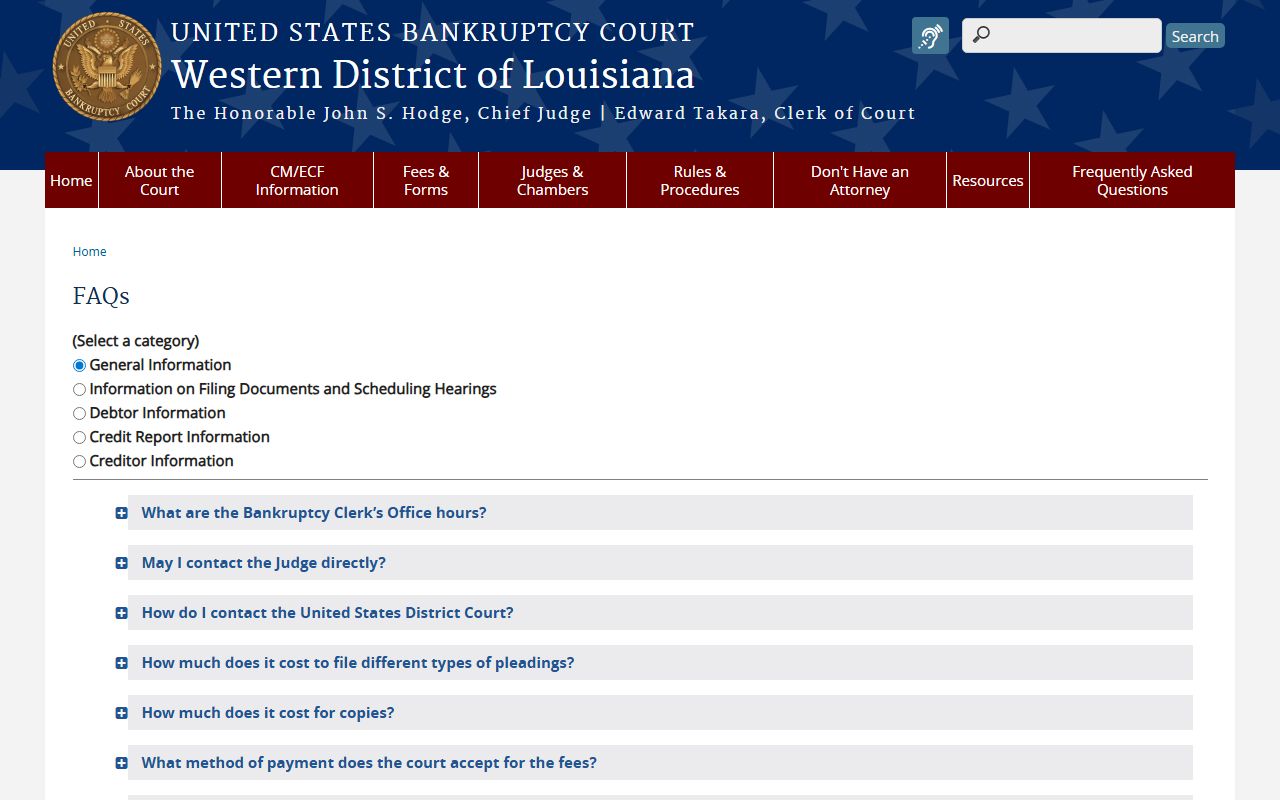 Western District of Louisiana bankruptcy court FAQs